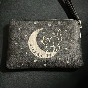 Coach Outlet Corner Zip Wristlet In Signature Canvas With Halloween Graphic